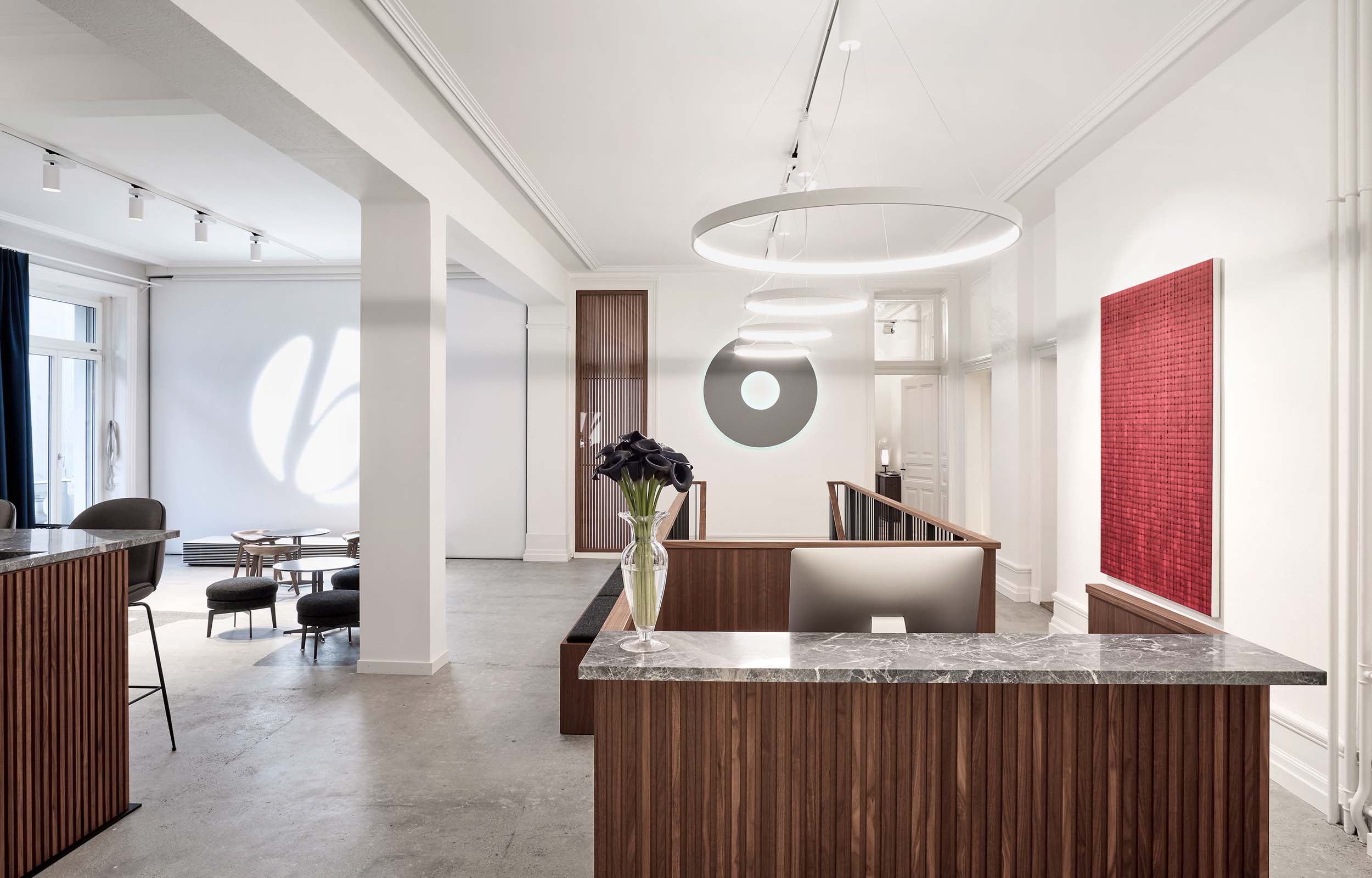 Arbeitswelten. Buero. Kundenempfang. Mieterausbau. Head Office Agentur - MACH Architektur.
